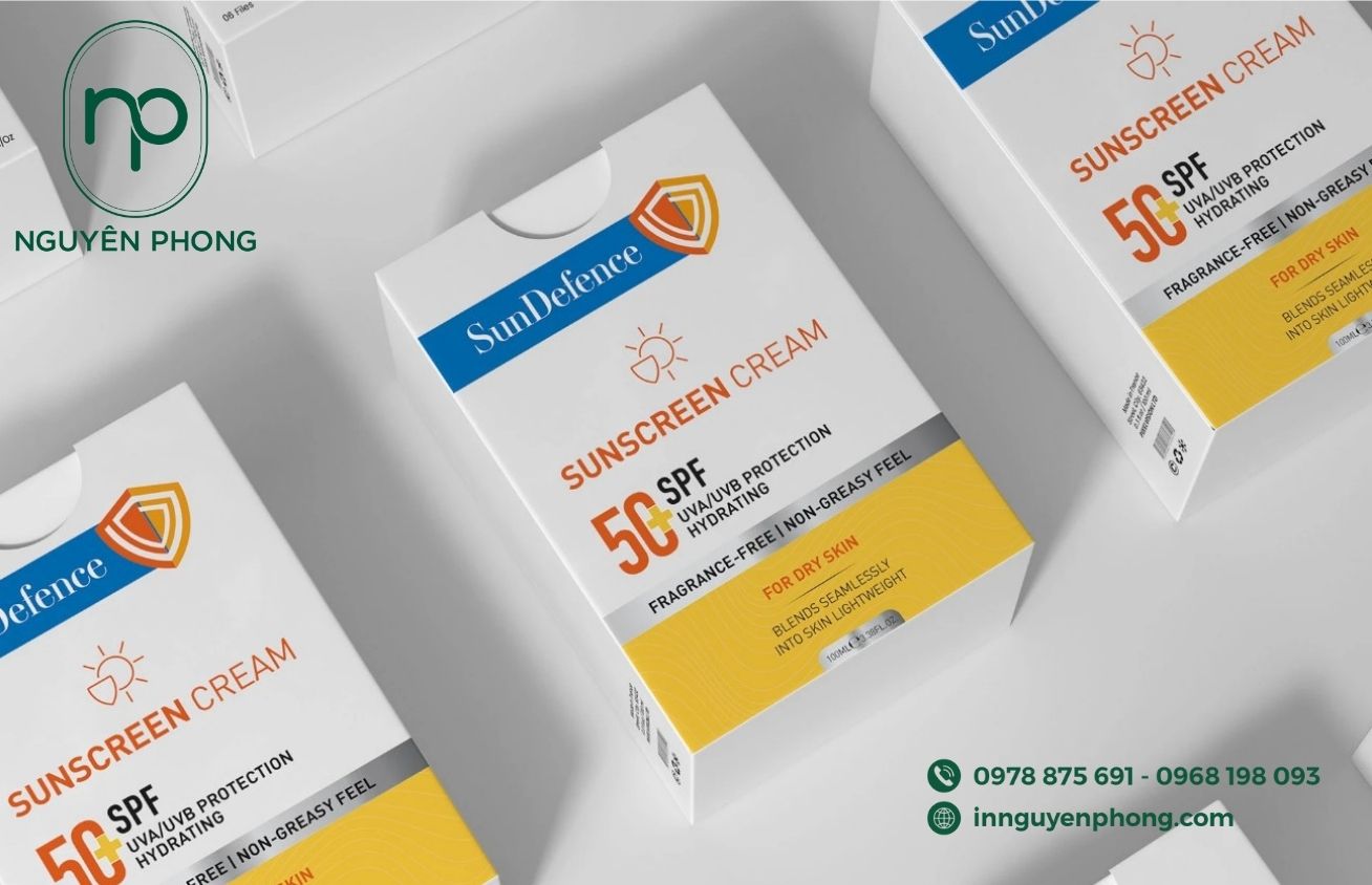 In hộp giấy đựng kem chống nắng thiết kế